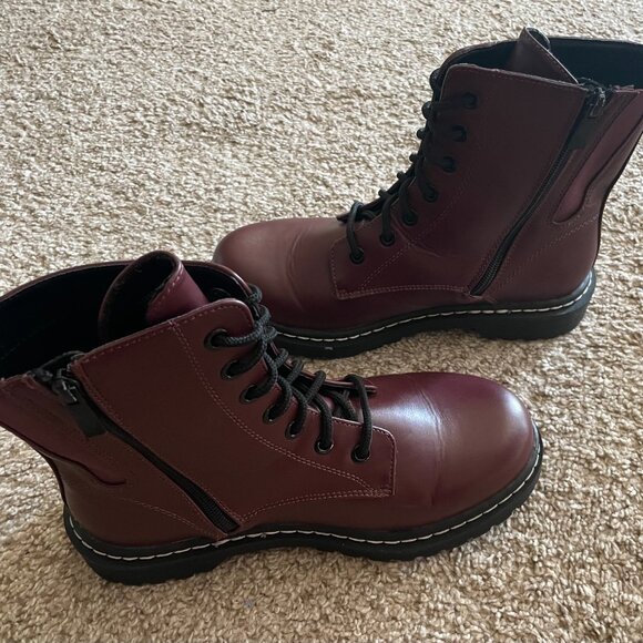 Torrid Burgundy Wide Combat Boots Women’s 9WW Chunky Lace-Up Size 9 - Picture 5 of 8